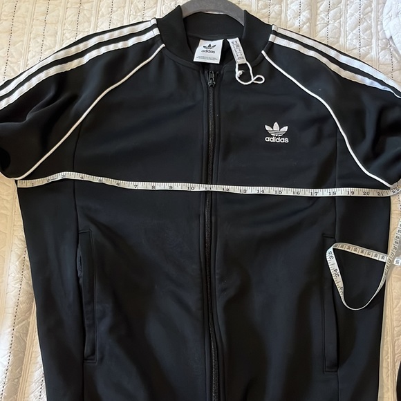 Adidas Unisex Black White Stripe Zip Up Jacket Size M - Picture 8 of 10